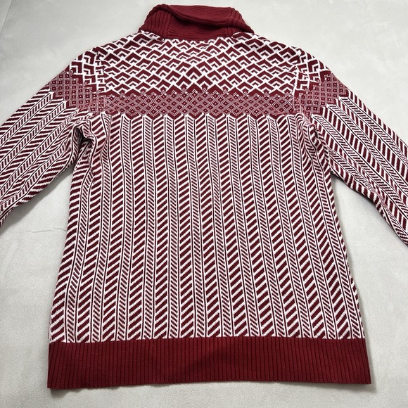 American Rag Sweater Mens Size Large Red Ivory Shawl Collar 100% Cotton Pullover - Picture 4 of 7